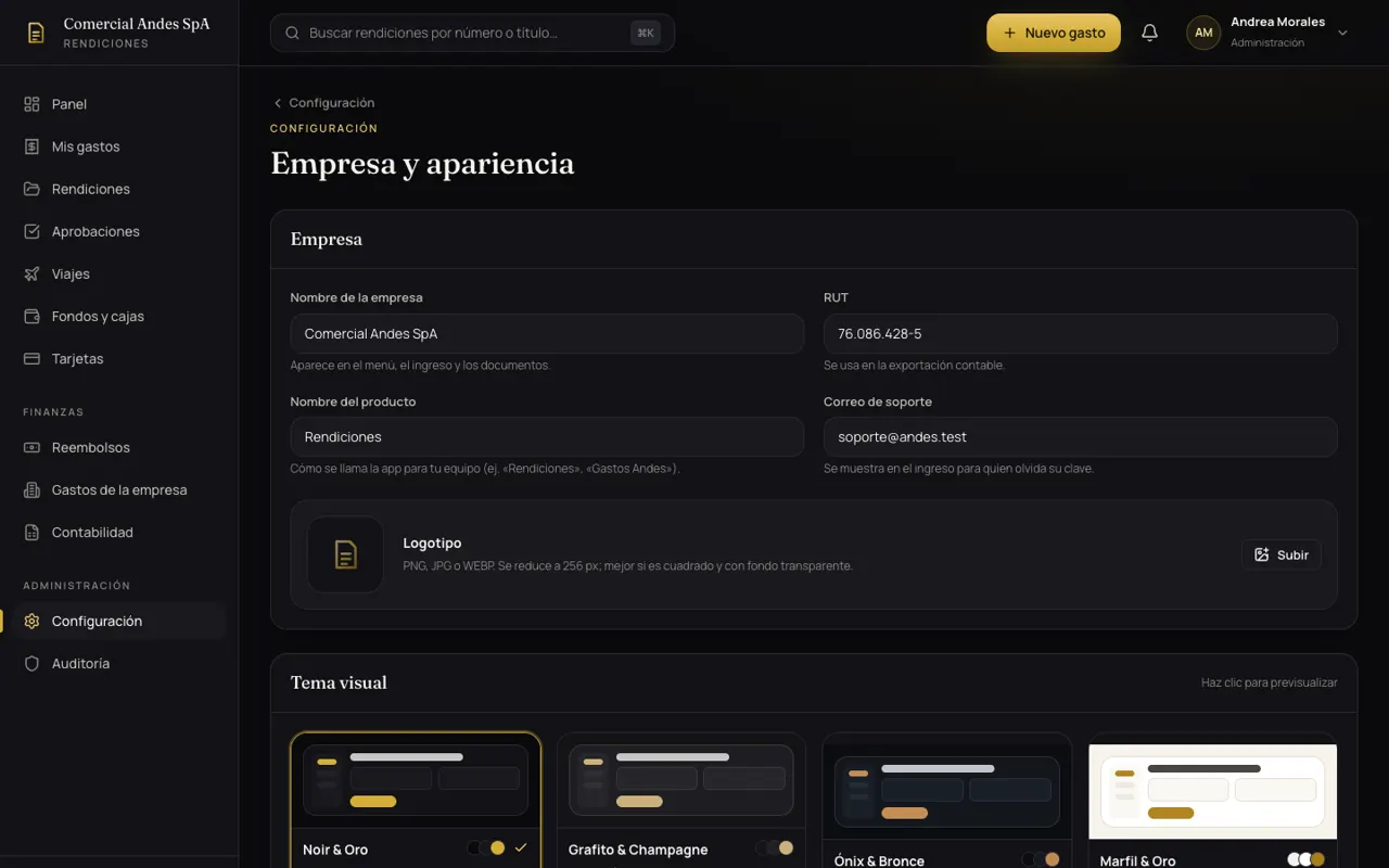 Configuración de marca con temas visuales